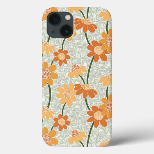 Pretty retro muted 1970s flowers Case-Mate iPhone case (Achterkant)