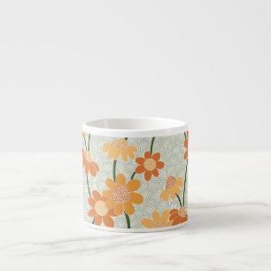 Pretty retro muted 1970s flowers espresso kop
