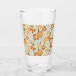 Pretty retro muted 1970s flowers glas