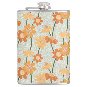 Pretty retro muted 1970s flowers heupfles