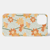 Pretty retro muted 1970s flowers iPhone hoesje (Achterkant horizontaal)