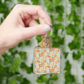 Pretty retro muted 1970s flowers sleutelhanger (Hand)