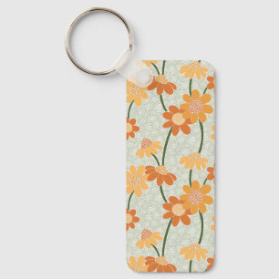 Pretty retro muted 1970s flowers sleutelhanger