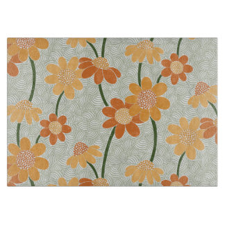 Pretty retro muted 1970s flowers snijplank