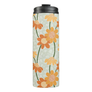 Pretty retro muted 1970s flowers thermosbeker