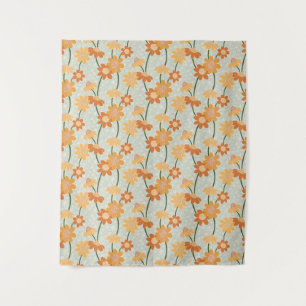 Pretty retro muted 1970s Flowers Wandkleed