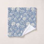 Pretty Romantic Blue Cream Flowers   (Gant de toilette)