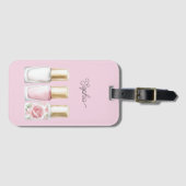 Pretty Rose Blush Pink Floral Nail Polish Bagagelabel (Voorkant (horizontaal))