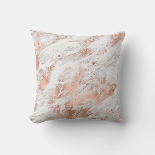 Pretty Rose Gold Witte Glitzy Marmer   Kussen (Voorkant)