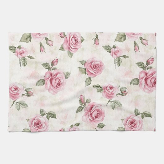 Pretty Roses Floral Pink   Theedoek (Horizontaal)