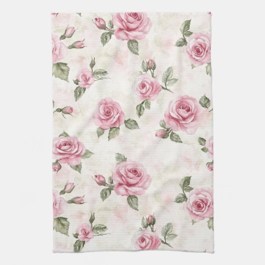 Pretty Roses Floral Pink   Theedoek (Verticaal)
