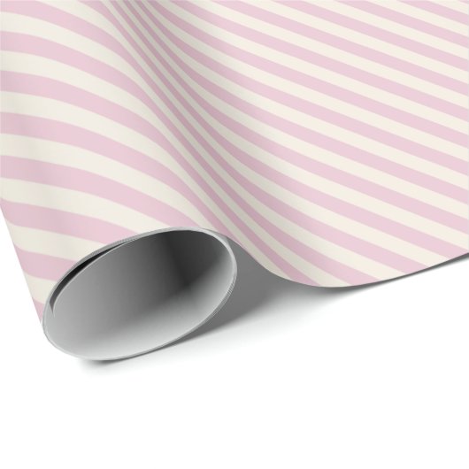 Pretty Roze en Witte Diagonale Strepen Patroon Cadeaupapier (Rol Hoek)