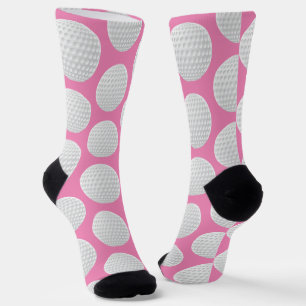 Pretty Roze en Witte Golfbal Print Sokken
