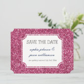 Pretty Roze Glitter save the date (Staand voorkant)