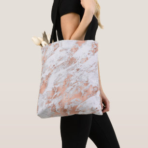 Pretty Roze Goud Witte Glitzy Marmer Draagtas