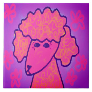 Pretty Roze Poodle Abstracte Kunst Tegeltje