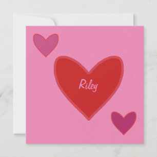 Pretty Roze & Rode Hartjes Valentijnsdag Kaart