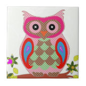 Pretty roze uilenprint, patroon accessoires tegeltje (Voorkant)