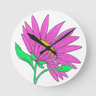 Pretty Roze Whymisical Acryl Bloem Schilderij Ronde Klok