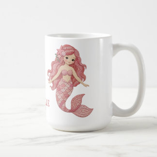 Pretty Roze Zeemeermin Personaliseer Koffiemok