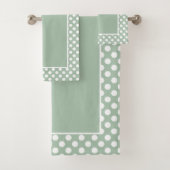 Pretty Sage Vert Polka Pot Blanc (En situation)