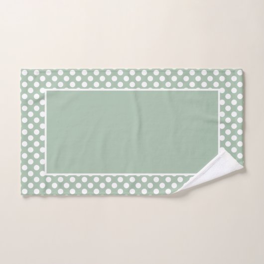 Pretty Sage Vert Polka Pot Blanc (Serviette à main)