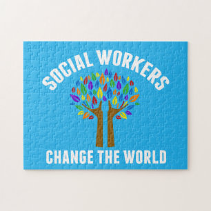 Pretty Social Work Quote Rainbow Tree Blue Legpuzzel