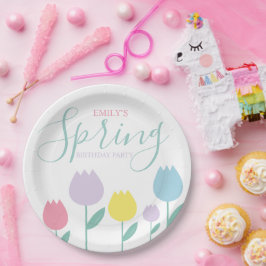 Pretty Spring Tulips Pastel Floral Birthday Party Papieren Bordje