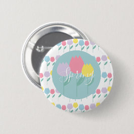 Pretty Spring Tulips Pastel Floral Birthday Party Ronde Button 5,7 Cm