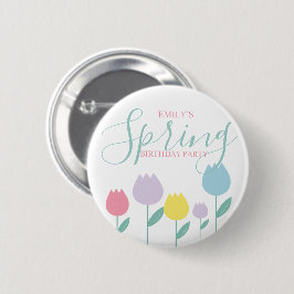 Pretty Spring Tulips Pastel Floral Birthday Party Ronde Button 5,7 Cm