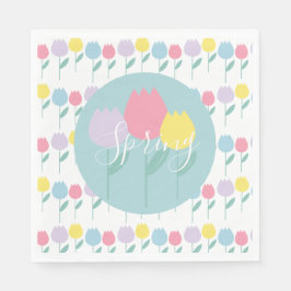 Pretty Spring Tulips Pastel Floral Birthday Party Servet