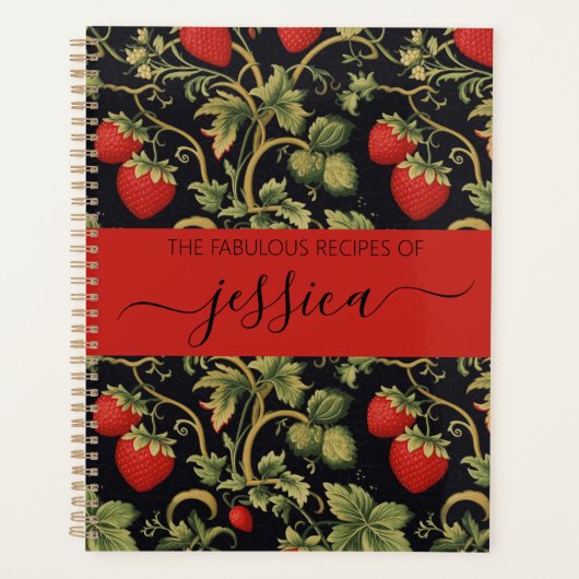 Pretty strawberries pattern script name Recipe Planner (Voorkant)