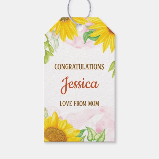 Pretty Sunflower Baby Shower Cadeaulabel (Voorkant)