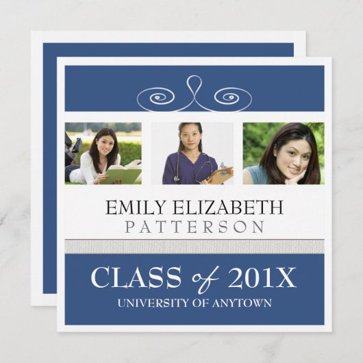 Pretty Swirl Photo College Faire-part de graduatio (Devant / Derrière)
