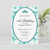 Pretty Teal Butterflies 18th Birthday Debut Kaart (Staand voorkant)