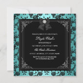 Pretty Tiara & Bow Teal Sweet 16 Uitnodiging (Achterkant)