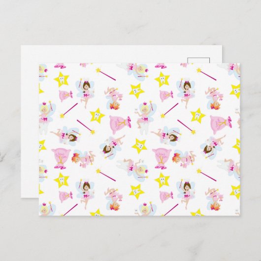 Pretty Tooth Fairy Magic Wand White Teeth Briefkaart (Voorkant / Achterkant)