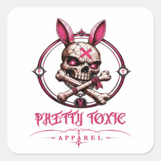 Pretty Toxic Skull Bunny Dames Pastel Goth Streetw Vierkante Sticker