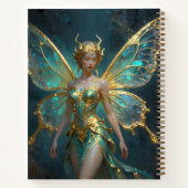 Pretty Turquoise and Gold Fairy Personalized Notitieboek (Achterkant)