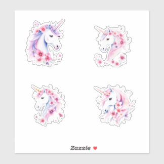 Pretty Unicorns Flowers In Mane Sticker