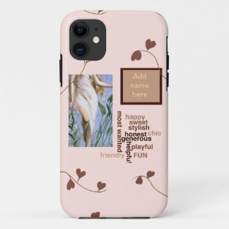 Pretty Vintage Art Feeën Bloemen - Voeg naam toe C iPhone 11 Hoesje