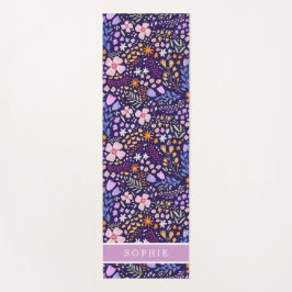 Pretty Watercolor Floral Blooming Custom Name Yogamat