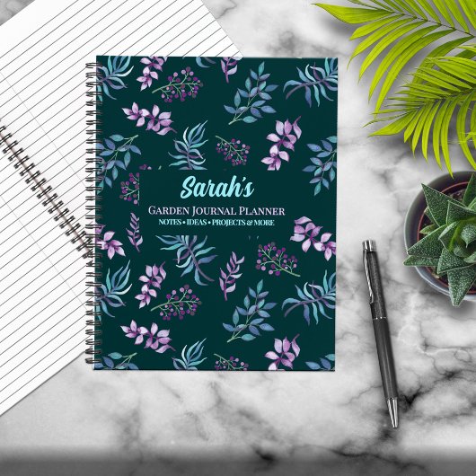 Pretty Watercolor Floral Garden Personalized  Notitieboek