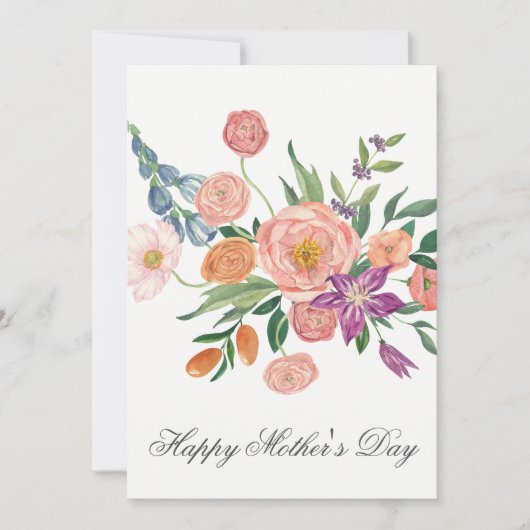 Pretty Watercolor Florals Mothers Day Card Kaart (Voorkant)