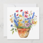 Pretty Whimsical Flowers in Pot Thinking of You  Kaart (Voorkant)