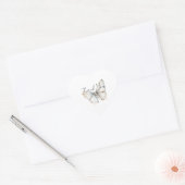 Pretty White Blue Butterfly Bruiloftsfeest Hart Sticker (Envelop)