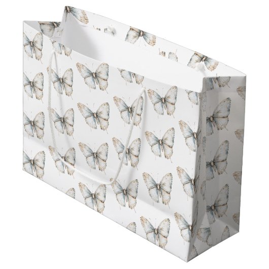 Pretty White Butterfly Bruiloftsfeest Groot Cadeauzakje (Voorkant Gekanteld)