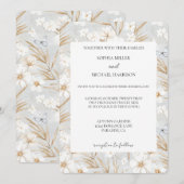 Pretty White Flowers Blue Butterflies Wedding Kaart (Voorkant / Achterkant)