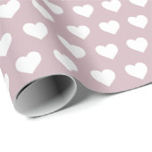 Pretty White Hearts Patroon Pastel Paars Cadeaupapier (Rol Hoek)