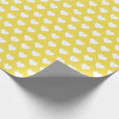 Pretty White Hearts-patroon verlichtend geel Cadeaupapier (Hoek)